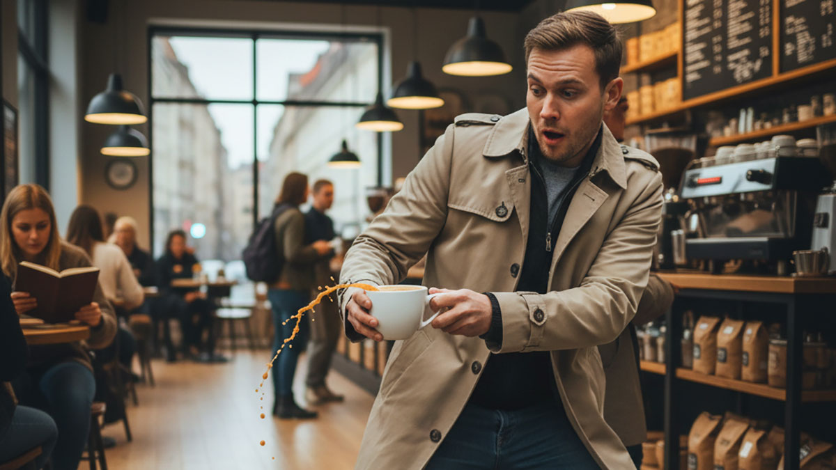 Con una tazza di caffè in mano Con una tazza di caffè in mano